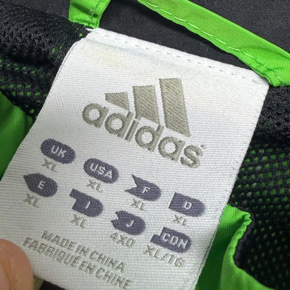 Adidas Colorblock Full Zip Windbreaker Mens XL Green Mesh Lined Track Jacket